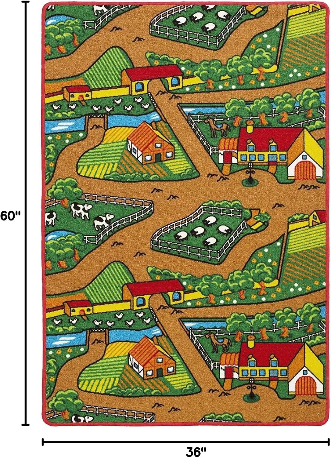 Farm Animals Zoo Kids Baby Play Playing Mat Carpet Fun Educational Playmat (3 Feet x 5 Feet)