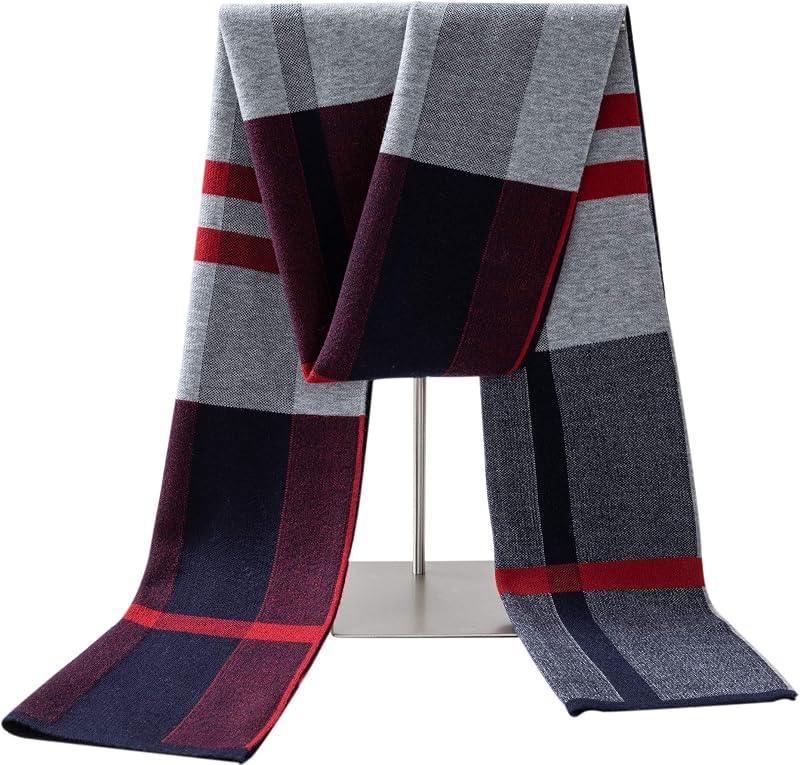 Men's Merino Wool Scarf, Long Winter Neckwear with Gift Box