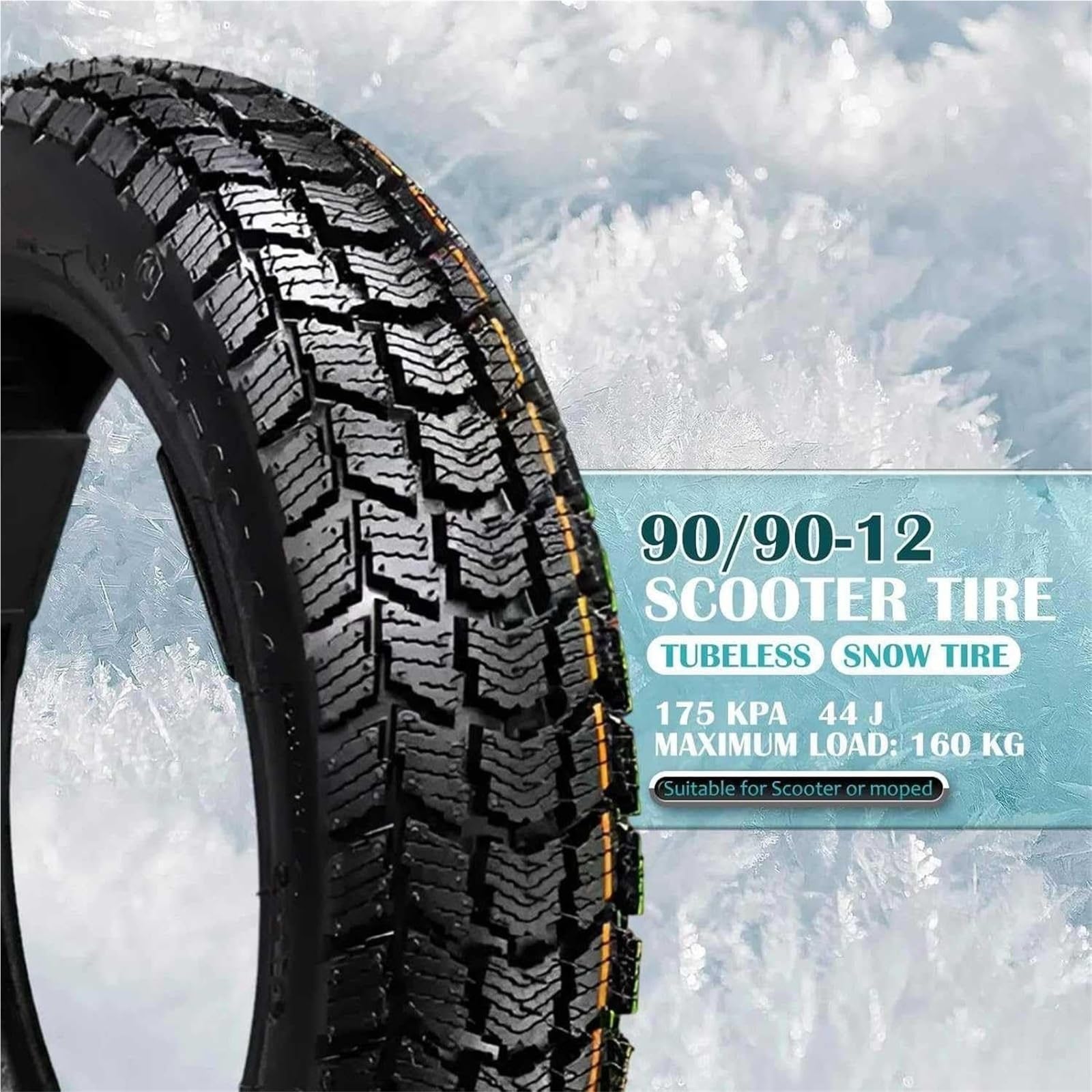 90/90-12 Opona Bez Dętka do Skutera Motocykla, 4 PR 175 KPA Odporna na Przebicia Opona Terenowa, Wytrzymała Zamienna Przód Tył do Felgi 8 Cali