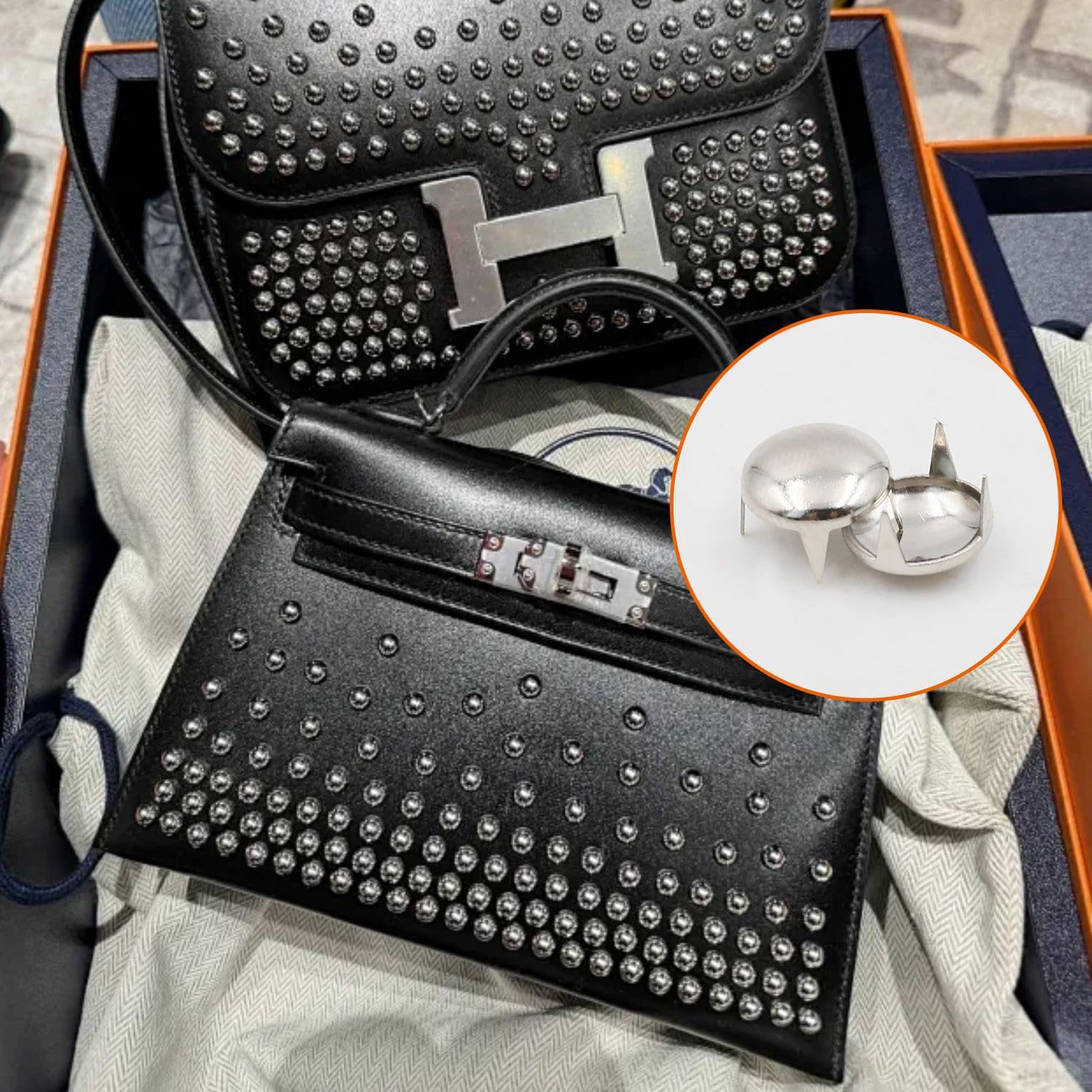 Amazon | KKLM シルバー丸型ドームスタッズ メタルクロウビーズ 100個