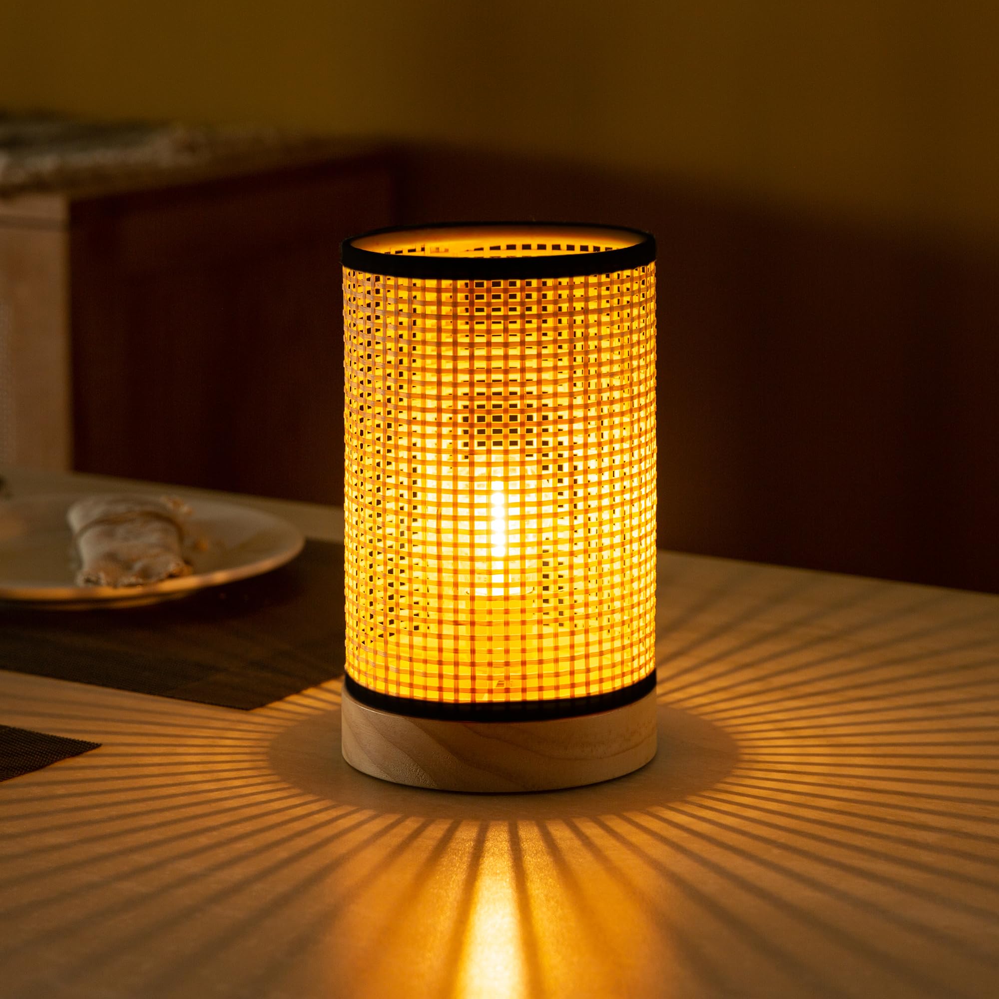 Photo 1 of LUSHARBOR Battery Operated Lamp with Timer, Decorative Boho Bedside Table Lamp Small Cordless Accent Lamp for Kids Room Livingroom Entryway Decor-Black