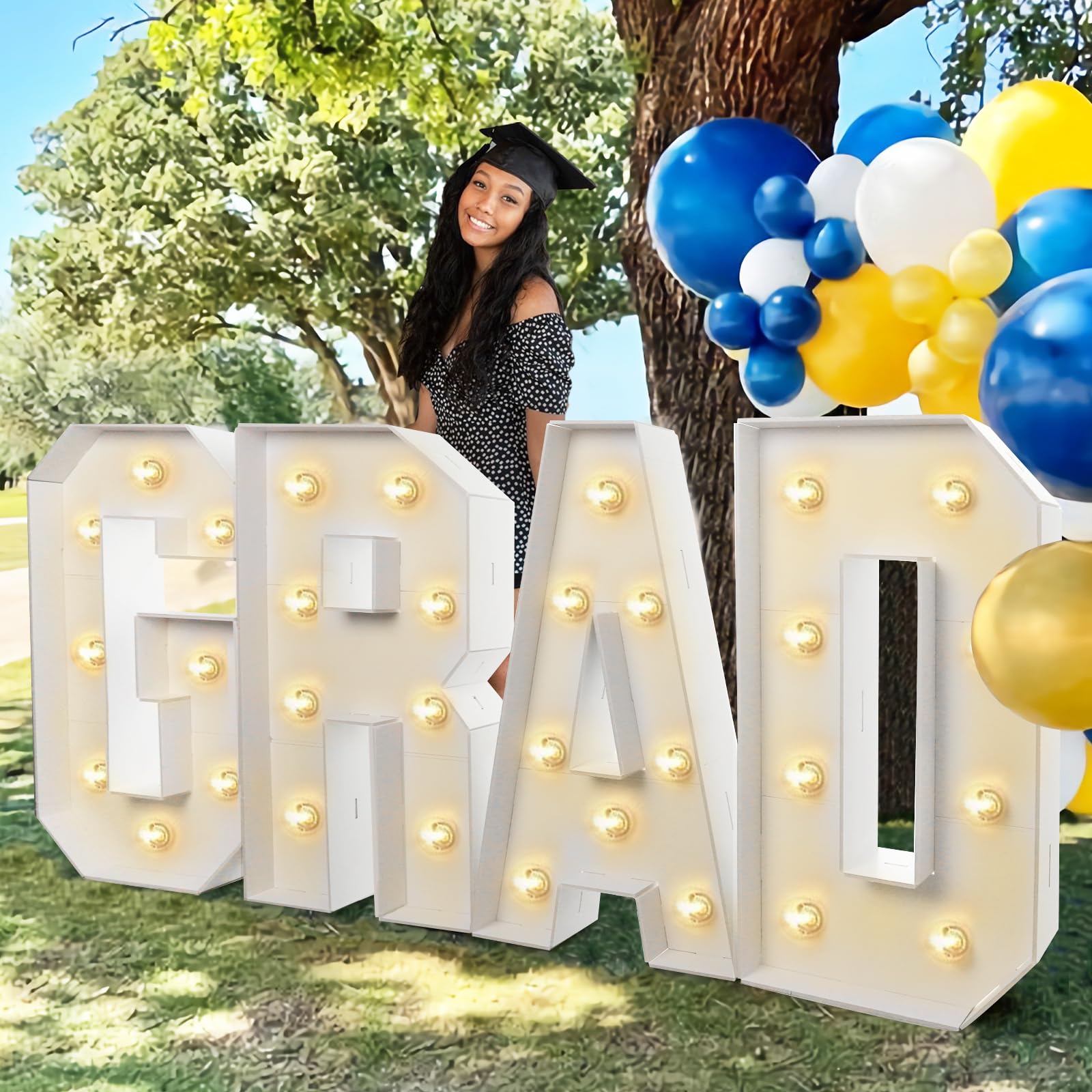 Photo 1 of 2026 Graduation Decorations - 2.3FT Large PRE-CUT GRAD Marquee Light Up Letters Kit - Mosaic Foam Board Sign - Class of 2026 Congrats Party Supplies for Kindergarten Preschool High School College