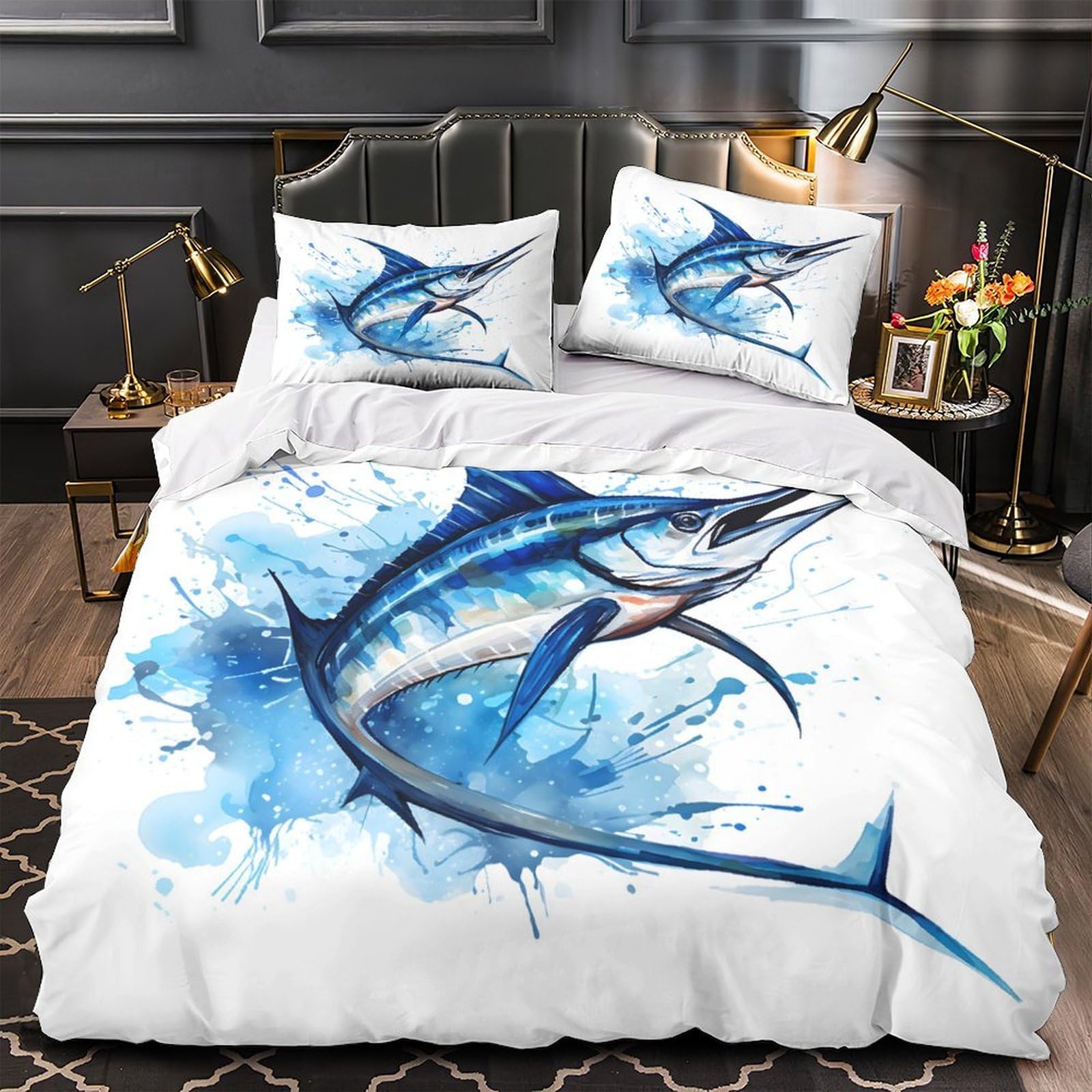 Housse de couette hypoallergique pour lit king size motif lamantin doux