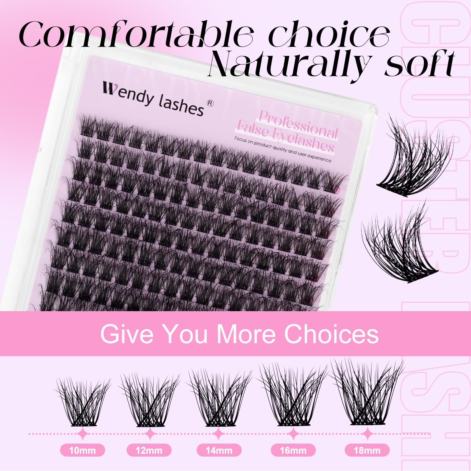 Lash Clusters Kit Natural Eyelashes Individual 3D Soft Cluster Lashes c3 10-18mm Mixed Russian DIY Lash Extension Kit with Lash Bond and Seal(FK/KIT-c3-3D-Mix1018) - Image 3