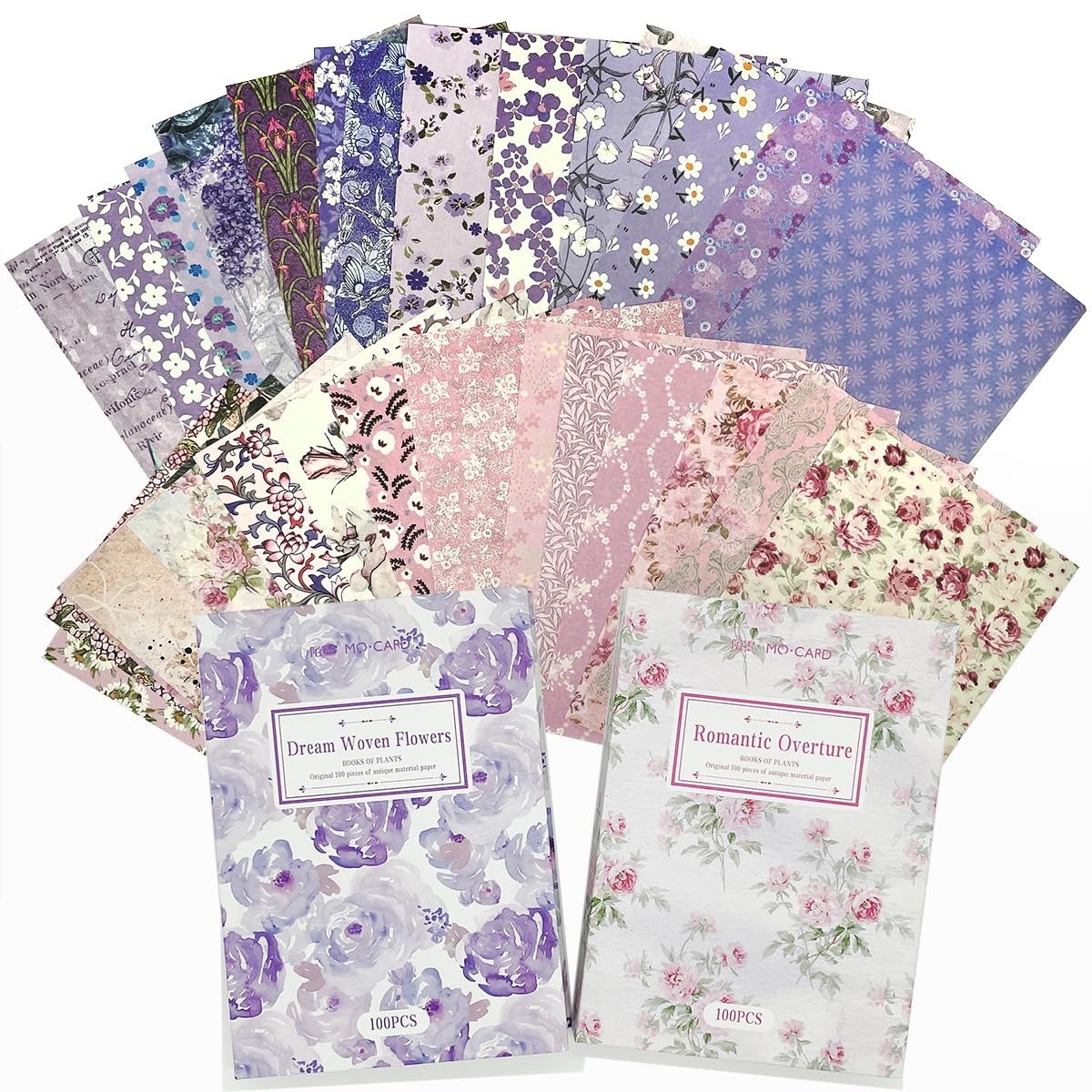 200 Designs Spring Pattern Paper Scrapbook Floral Material 200Sheets Paper Collection Craft Paper Folded Flat Journaling Scrapbooking Bullet Journals Natural for Card Making Photo Album Decor