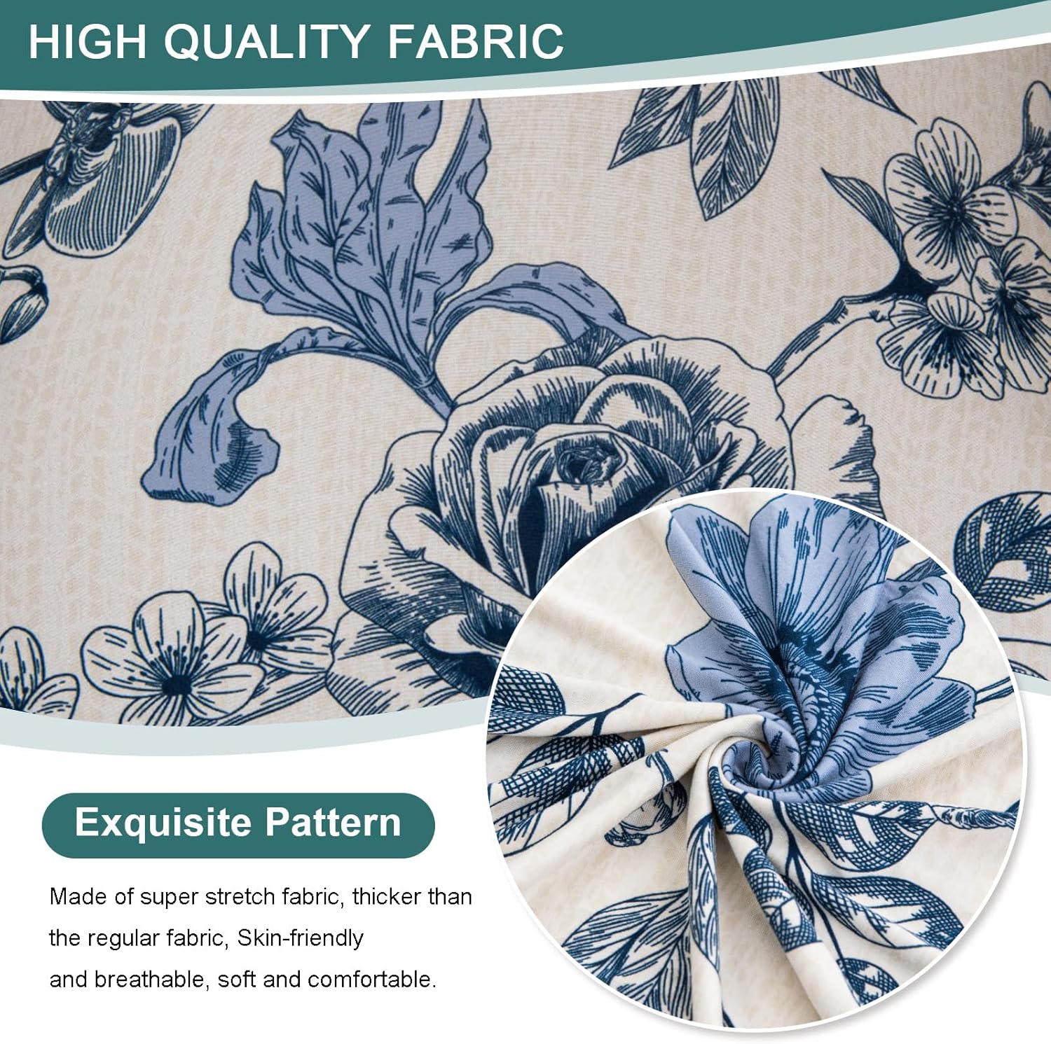 NILUOH Wingback Chair Slipcover 2-Piece Stretch Wingback Chair Sofa Slipcover Armchair Cover Printed Furniture Protector Couch Soft with Elastic Bottom for Living Room