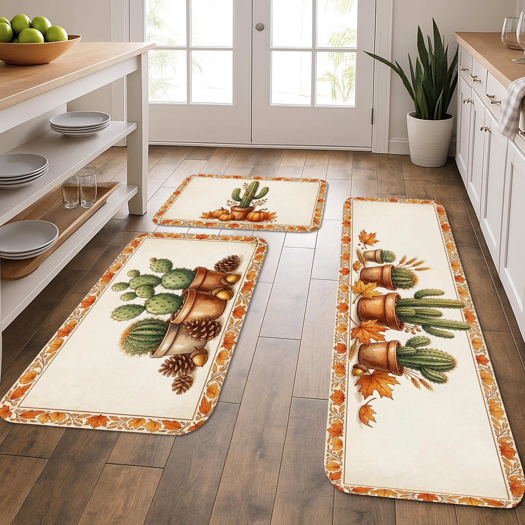 Tapis de cuisine antidérapants et lavables lot de 3 tapis verts