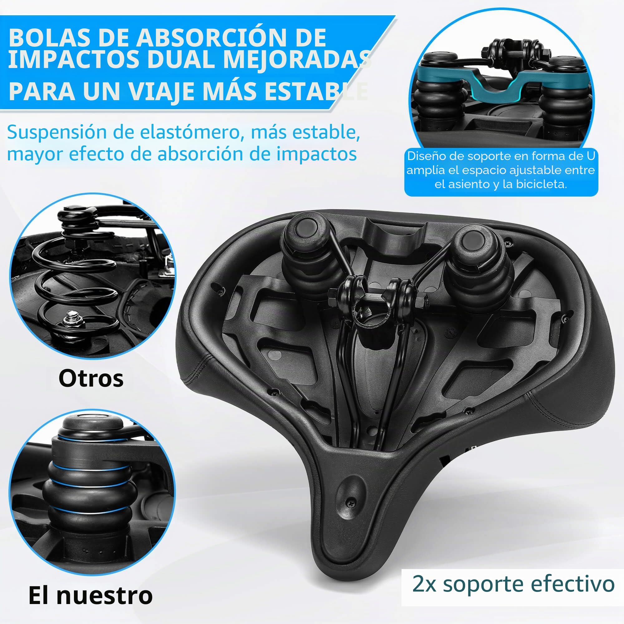 CDYWD Sillin Bicicleta Muy Comodo Hombres y Mujeres, Suave, con Suspensión Amortiguadora, Sillín Bicicleta con Respaldo, Sillín Bicicleta para MTB, Ebike, Bicicleta de Ciudad, Bicicleta Estática