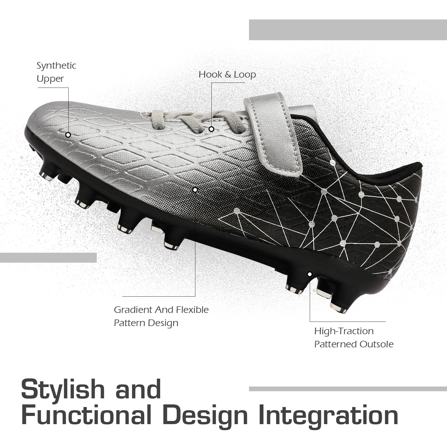 DimaiGlobal Scarpe da Calcio Bambini Ragazzi con Tacchetti Bassi Professionali Scarpe da Calcetto Futsal e Allenamento per Interno/Esterno - Antiscivolo Junior