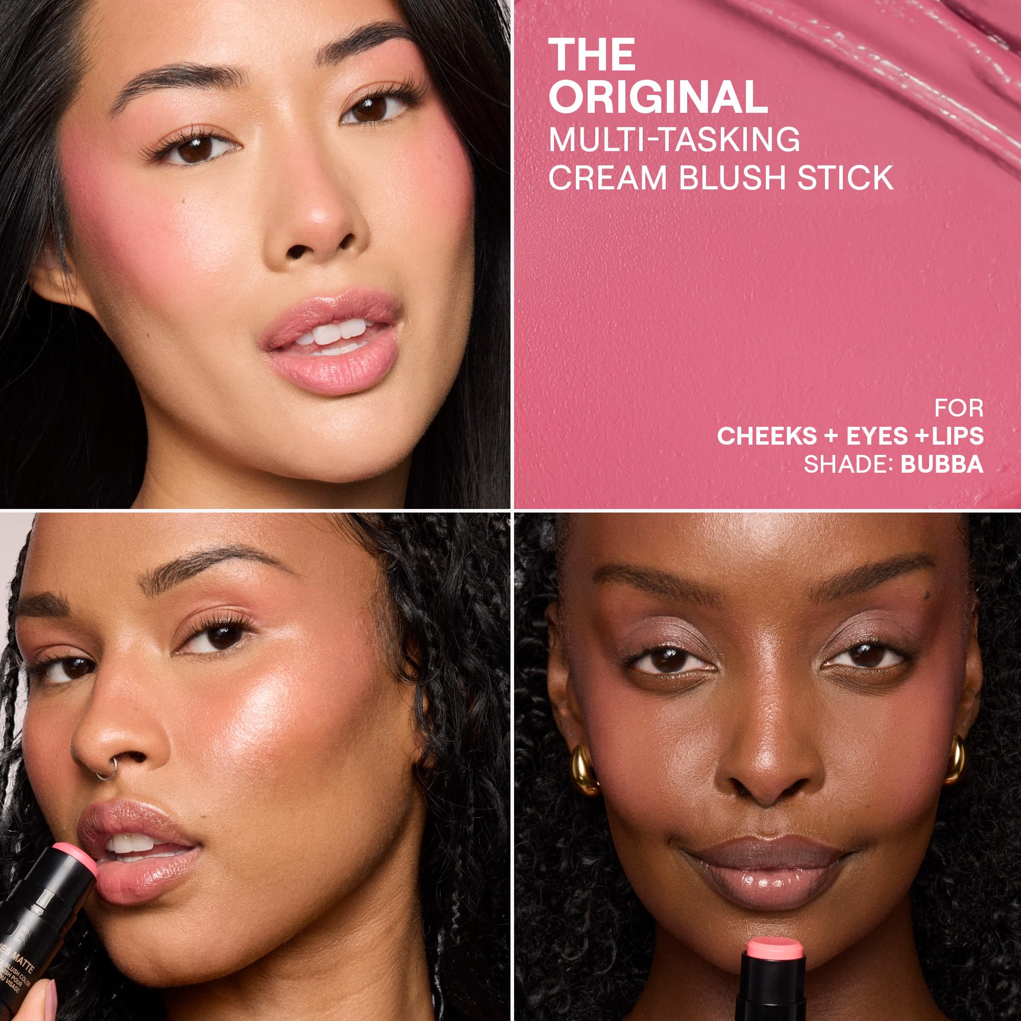 Nudestix Nudies Blush Stick – 3-in-1 Cream Blush for Cheeks, Eyes & Lips with Built-In Brush | Soft Matte Finish for a Natural Flush