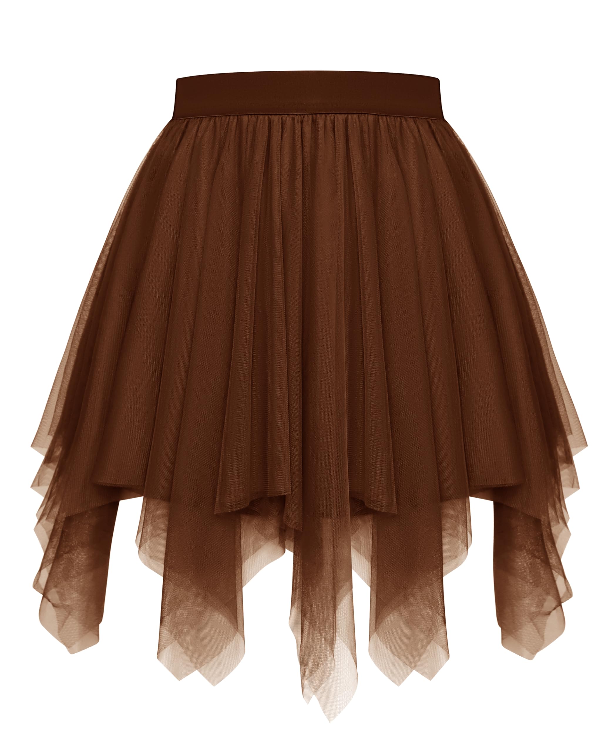Vlazom Women's Tulle Tutu Skirts A-line Dance Skirts Rockabilly Underskirt Petticoat Music Festivals, Carnivals, Holiday Parade, Halloween Brown, L-XL