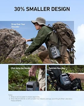 Anker SOLIX C300 DC Power Bank Station, Outdoor 288Wh Portable Power Station, LiFePO4 Battery, 300W Solar Generator, for Camping, Traveling, and Emergencies (No Wall Charger Included)