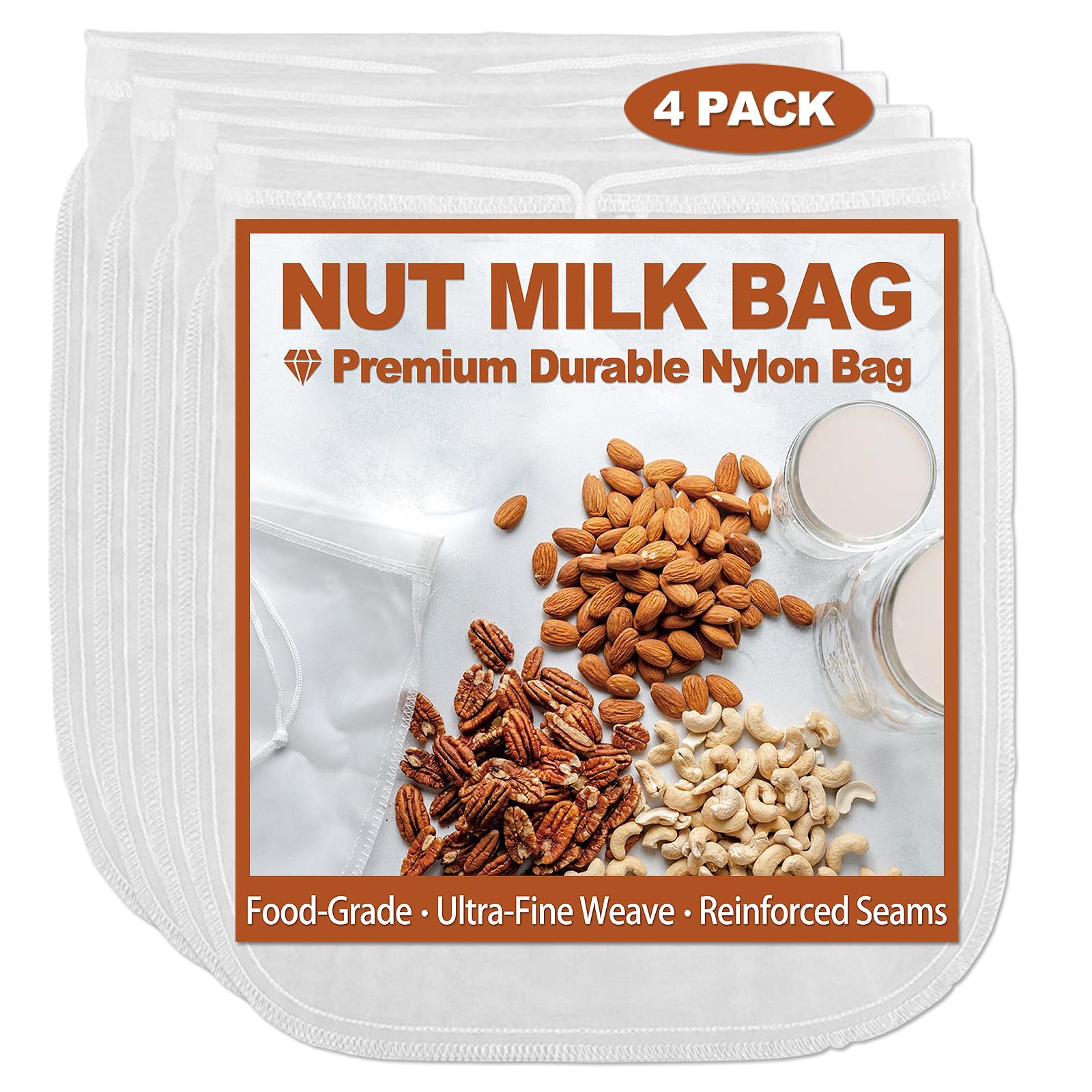 Sac à lait de noix en nylon grand format XL passoire à maille fine pour jus et fromage