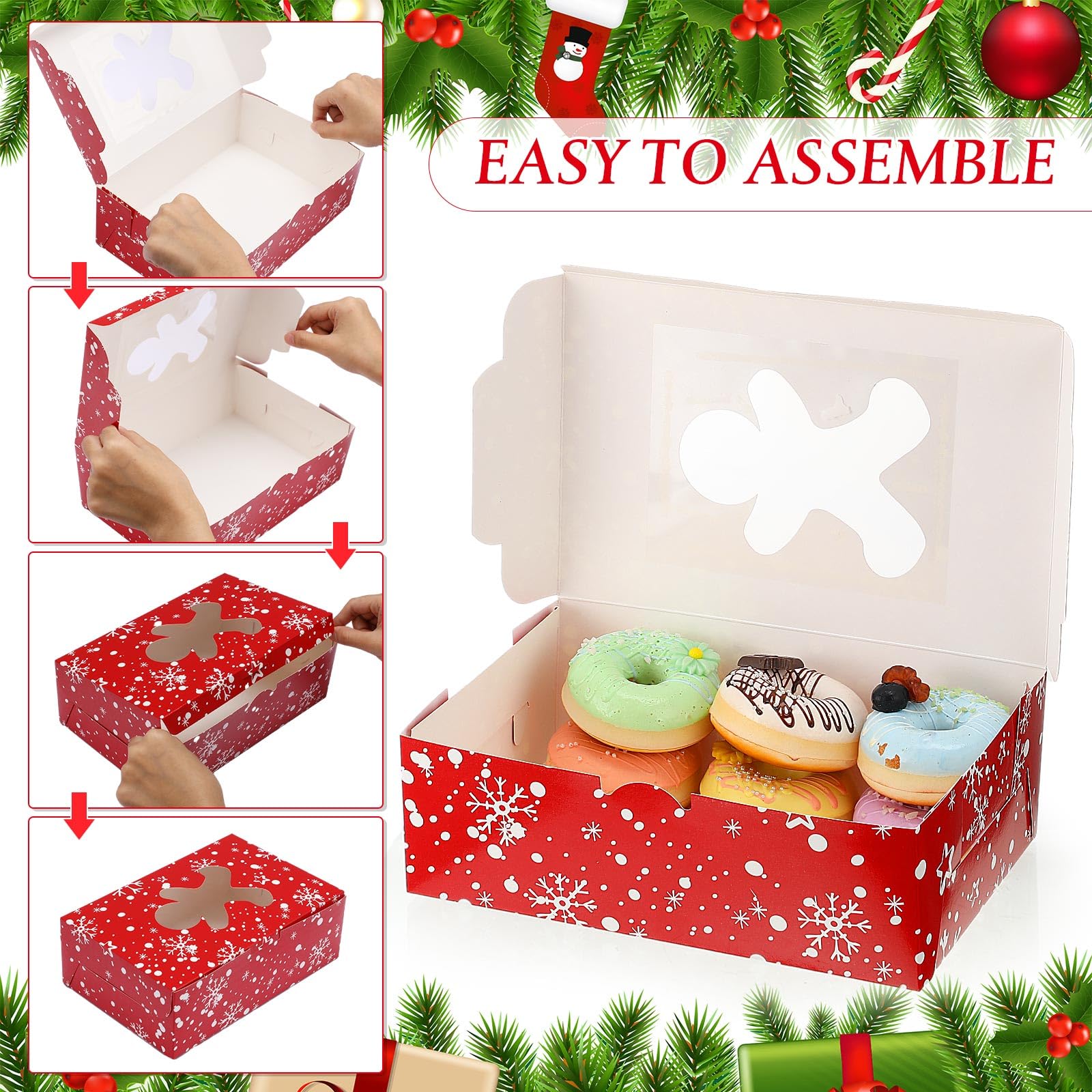 Tenceur 120 Pcs Christmas Treat Boxes Bulk Christmas Cookie Boxes with