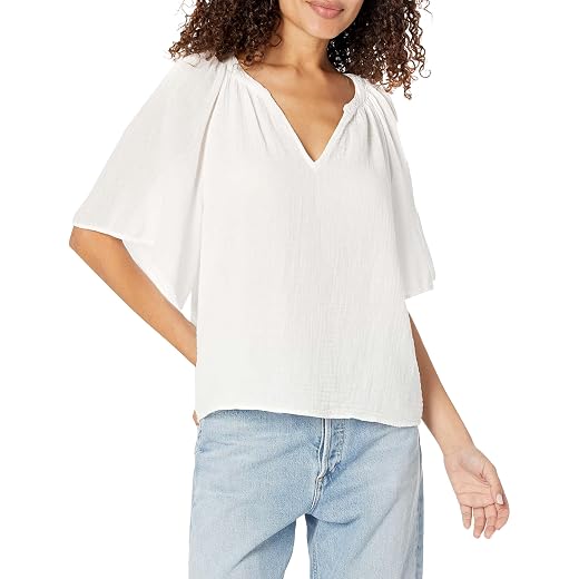 VELVET BY GRAHAM & SPENCER Women's Belle Cotton Gauze Top, White