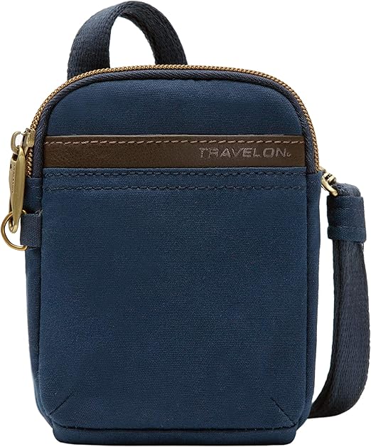 Travelon AntiTheft Courier Mini Crossbody Cross Body Bag, Navy, One