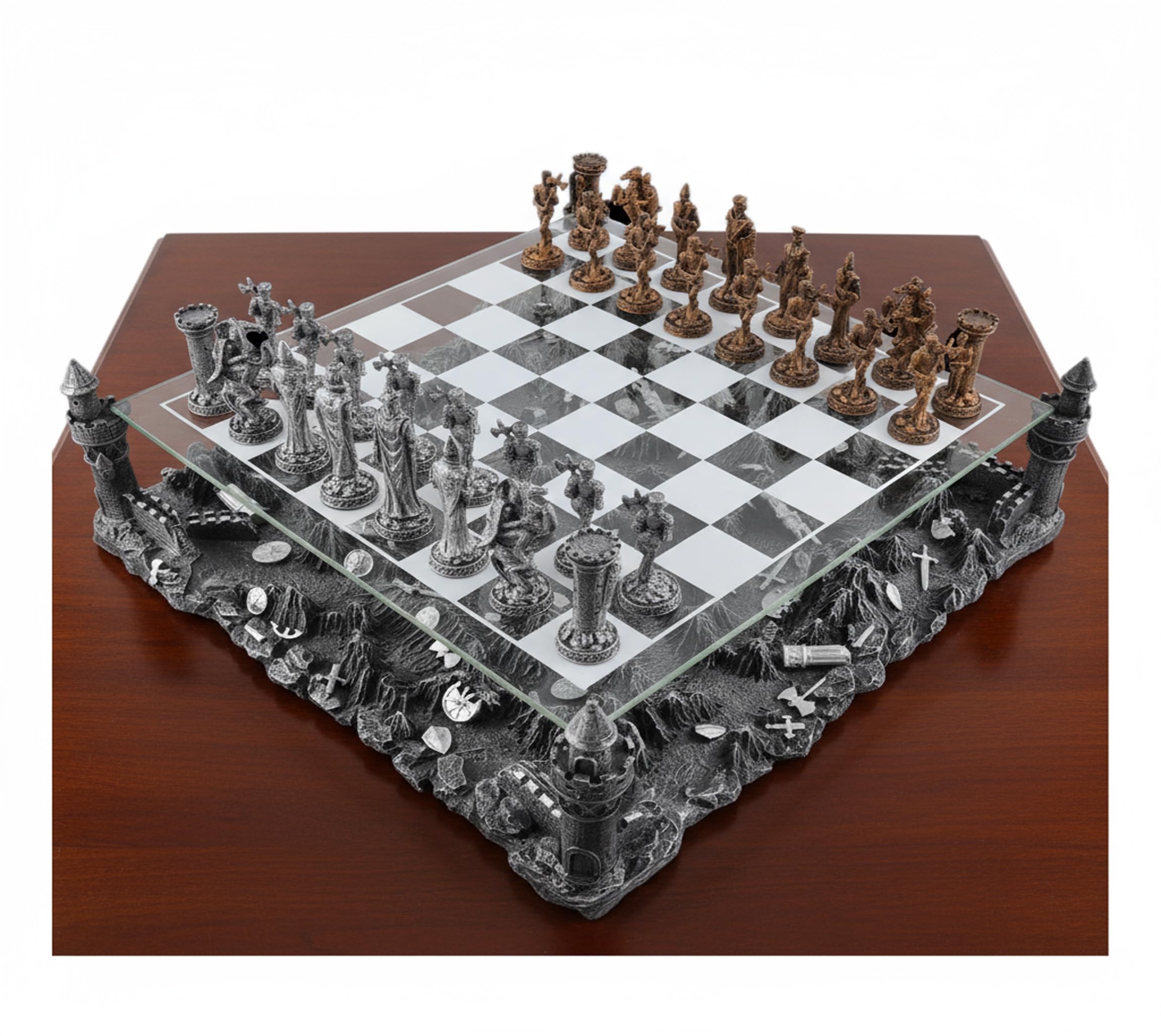 Joh. Vogler Figuren _ Shop Gmbh Lata Ajedrez Caballero con Tablero Y Paisaje Tablero Ajedrez con 32 Figuen
