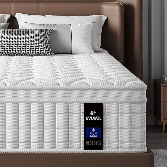 King Size Mattress,12 inch Memory Foam Hybrid Mattresses in a Box,King Mattress with Individually Pocket Springs, Medium Firm Feel,Fiberglass Free, Soft and Breathable(White)