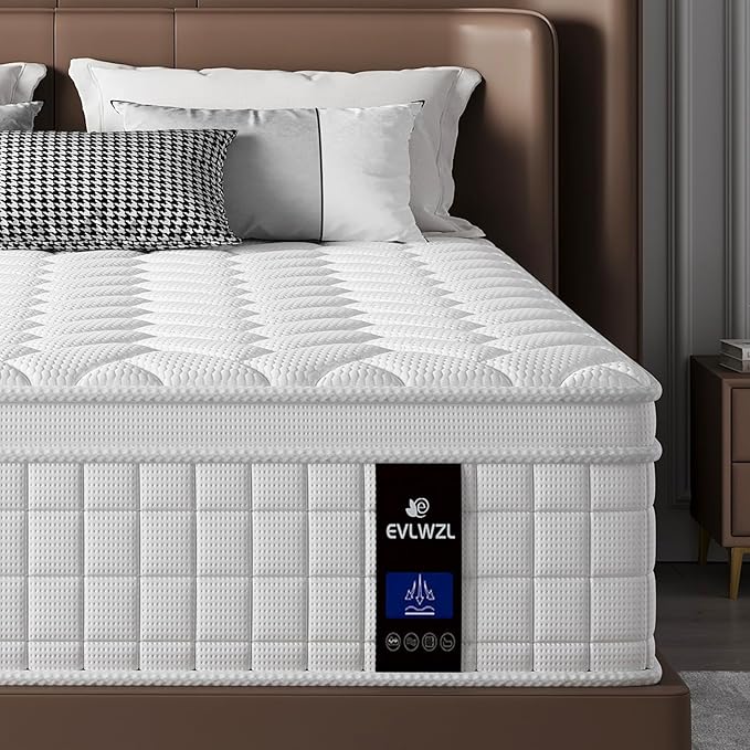 King Size Mattress,12 inch Memory Foam Hybrid Mattresses in a Box,King Mattress with Individually Pocket Springs, Medium Firm Feel,Fiberglass Free, Soft and Breathable(White)