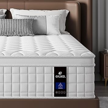 King Size Mattress,12 inch Memory Foam Hybrid Mattresses in a Box,King Mattress with Individually Pocket Springs, Medium Firm Feel,Fiberglass Free, Soft and Breathable(White)