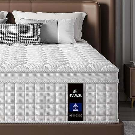 King Size Mattress,12 inch Memory Foam Hybrid Mattresses in a Box,King Mattress with Individually Pocket Springs, Medium Firm Feel,Fiberglass Free, Soft and Breathable(White)