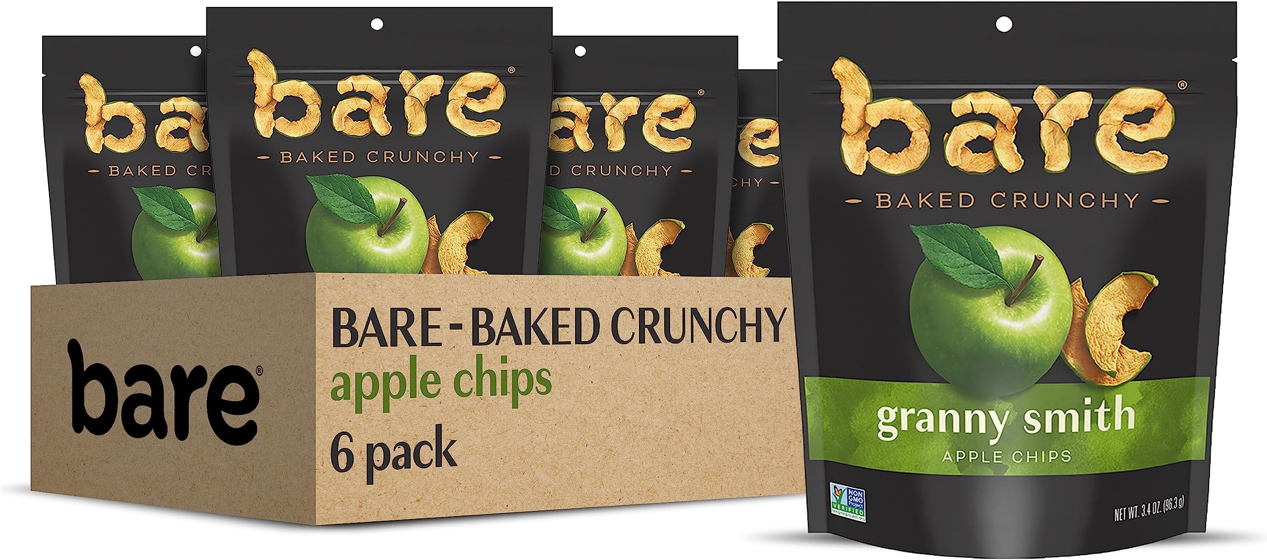 Bare Natural Apple Chips, Granny Smith, Gluten Free Baked, Multi Serve Bag 96.3