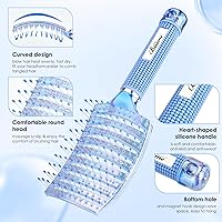 Vista 2 de Cepillo de pelo para mujer con pinzas para el cabello, cepillo de ventilación curvo profesional para un secado y desenredado más rápido