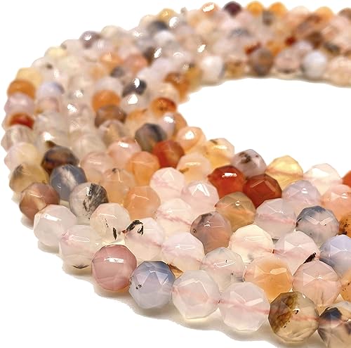 Miniatura 8 de ABCGEMS - Cuentas de ágata dendrítica de Madagascar (técnica avanzada de incisión de estrellas para una dispersión óptima de la luz y brillo) Chakra