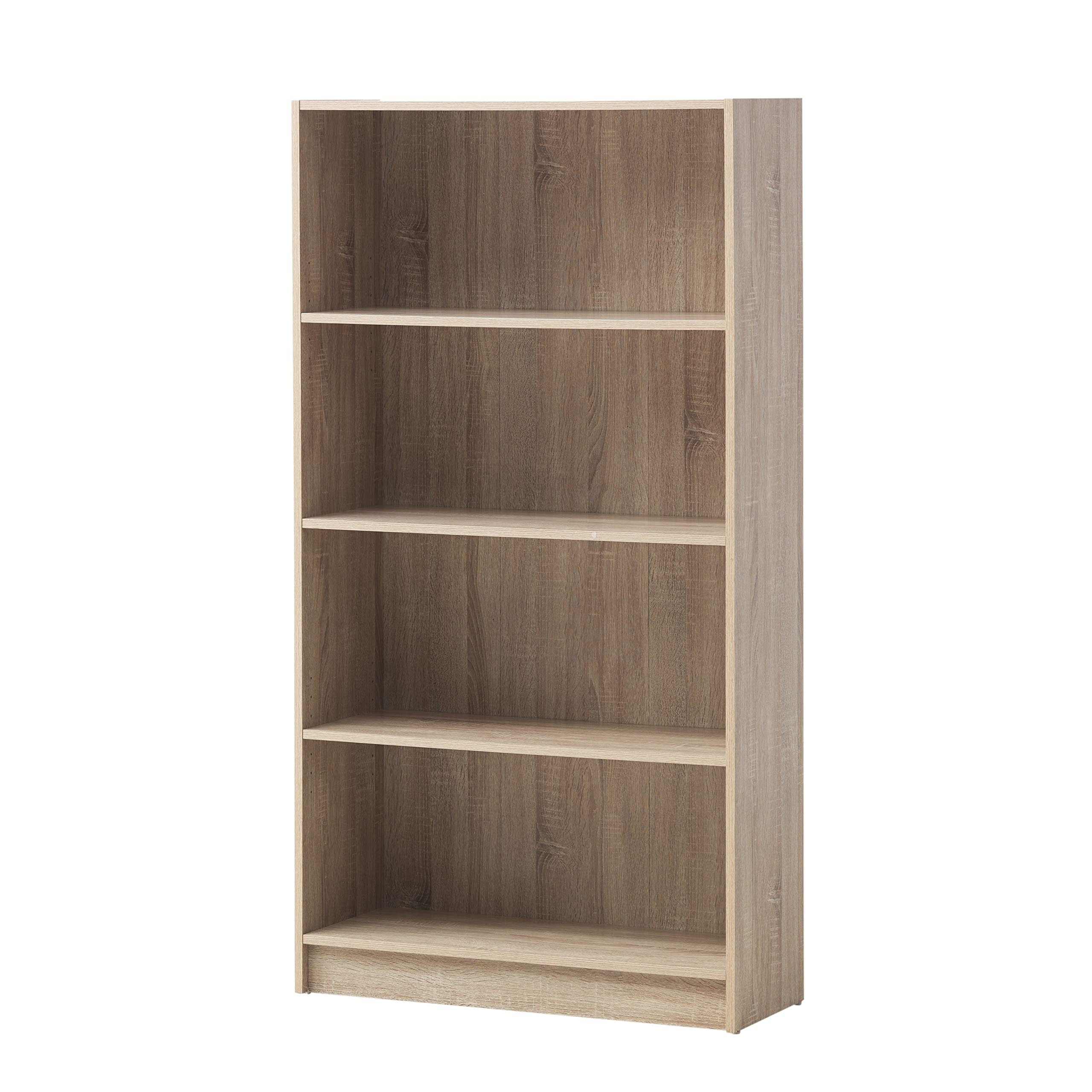 Timber Art Design UK 4 Tier Bookcase Open Tall Display Shelf Rack Contemporary Organizer Display Shelving Unit for Modern Living Room, Office, Study Room Furniture, Sonoma Oak - W80 x H150 x D30cm