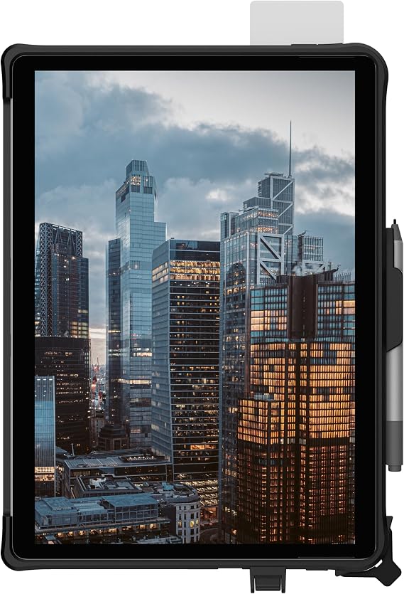 UAG Designed for Microsoft Surface Pro 8 Case Scout Black, Integrated Smart Card Reader CAC TAA Compliant DOD Military w/Pen Holder & Hand Strap Rugged Protective Cover by URBAN ARMOR GEAR