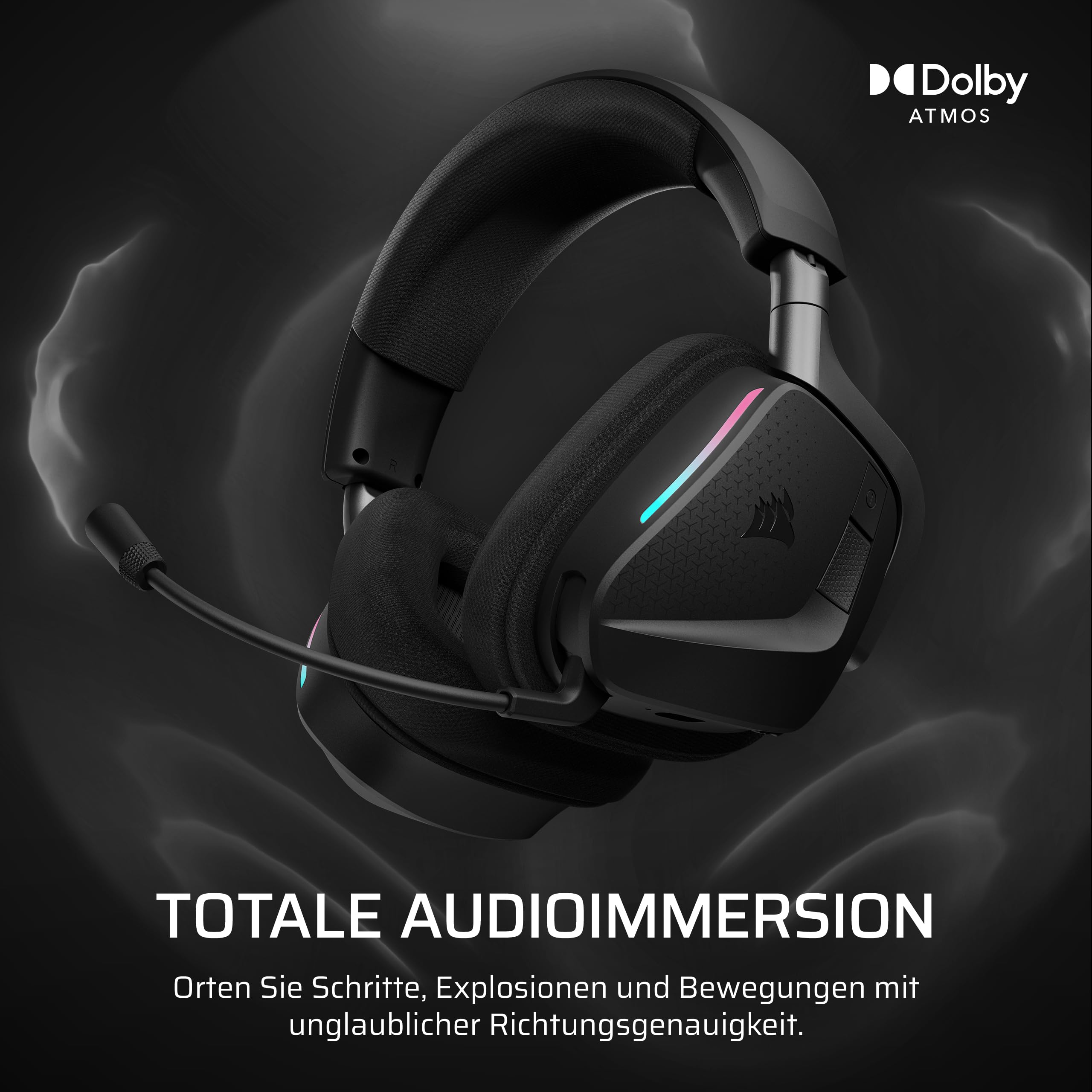 Corsair Void V2 Max Kabellose Bluetooth-Gaming-Kopfhörer, 2,4 GHz, Dolby Atmos, Sonarworks SoundID, bis zu 70 Stunden Akkulaufzeit, Schnellladung, kristallklares Mikrofon – PC, PS5, PS4, Switch, Handy