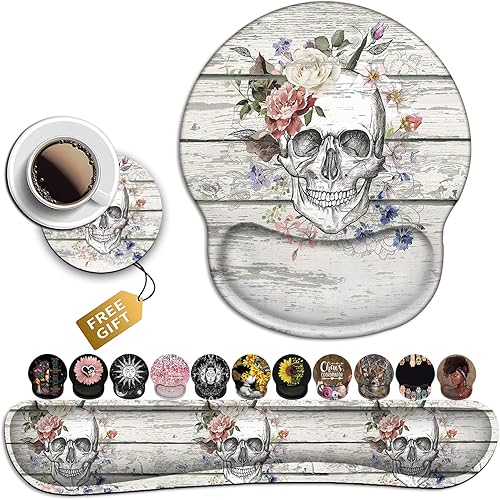 Alfombrilla de mouse con soporte de muñeca, alfombrilla de mouse de gel ergonómica, reposamuñecas de teclado de espuma viscoelástica, diseño de