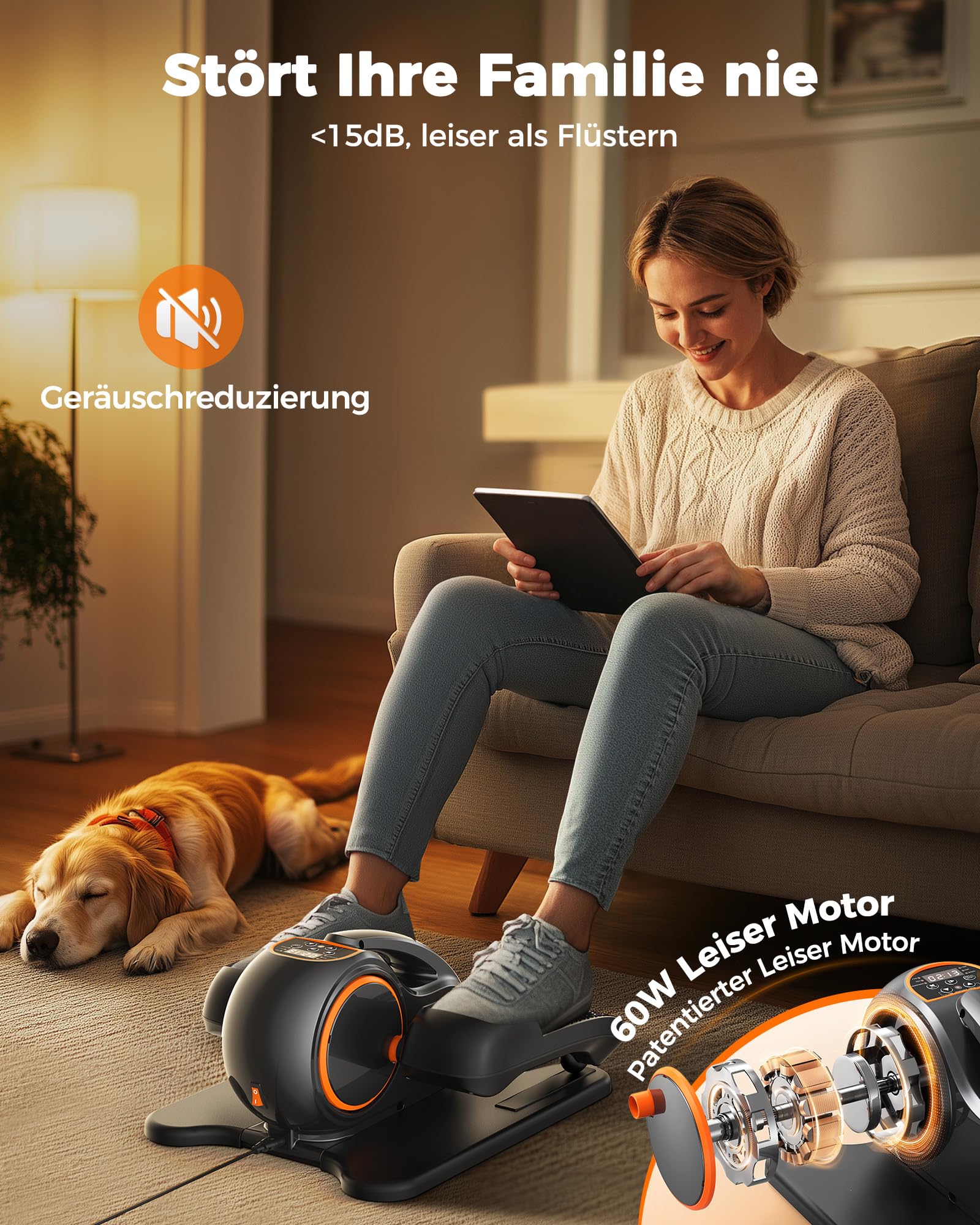 YOSUDA 2026 Neu Ellipsentrainer für zuhause, 3D-Fußmassage, 10 Geschwindigkeiten, Plug & Play, flüsterleise. Ideal für Senioren & Büro – Mini Elektrischer Crosstrainer, untertisch Ellipsentrainer