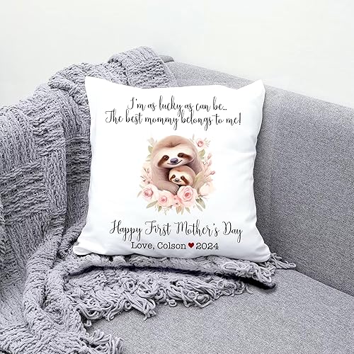 Miniatura 3 de Mother's Day Sloth Bouquet, First Mother's Day Custom Pillowcase, Personalized Mother's Day Pillowcase, Gift for Mom, Home Decor