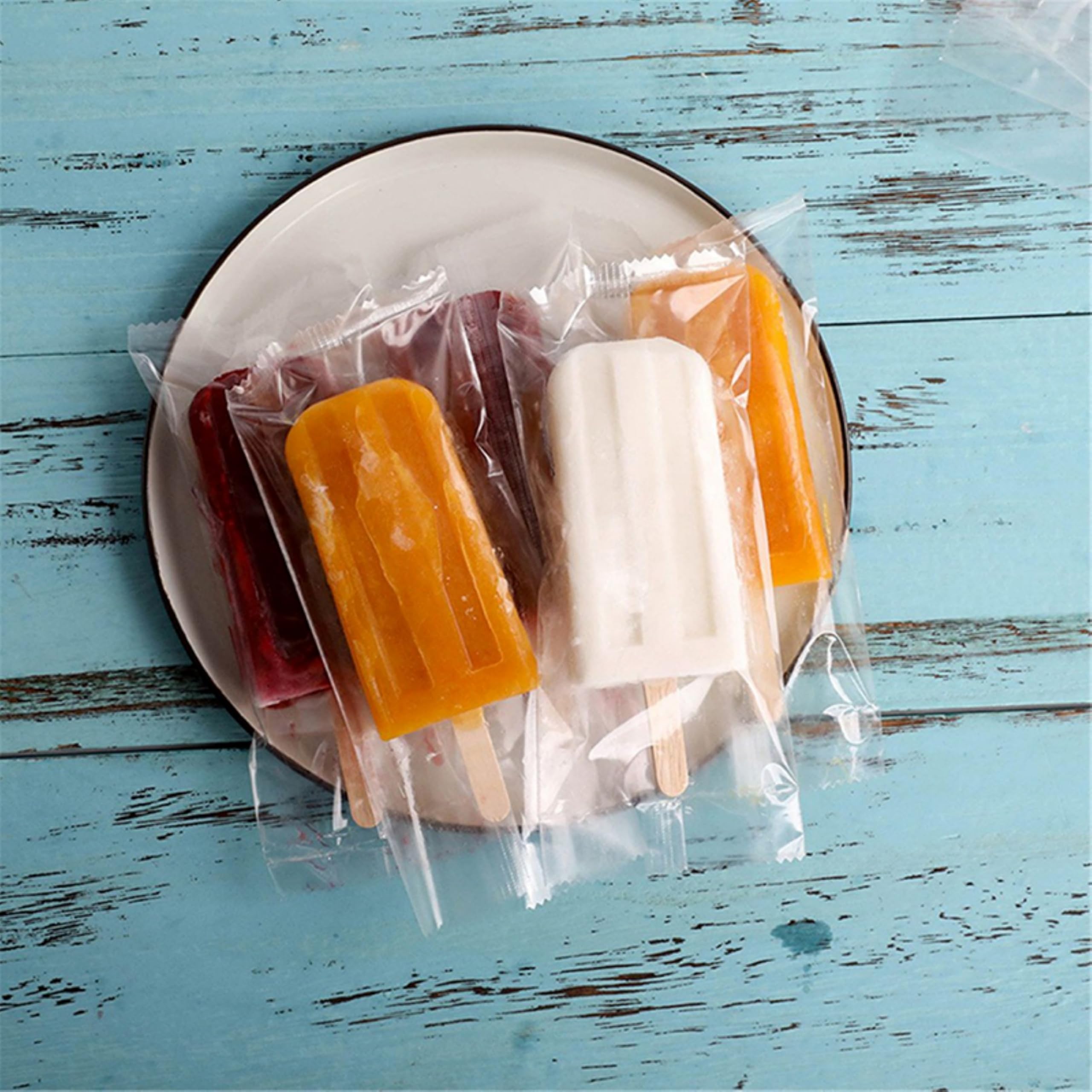 Pack de 200 bolsas transparentes para paletas de hielo de grado alimentario – térmicas, fáciles de usar y resistentes – ideales para polos, helados, caramelos y envasado caliente (12x19CM)