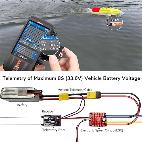 Miniatura 4 de Radiolink 2.4Ghz R8FG V2.1 3ms Latencia 8 canales Gyro receptor con telemetría de voltaje, impermeable RX para RC Crawler Car Boat Radio Controller