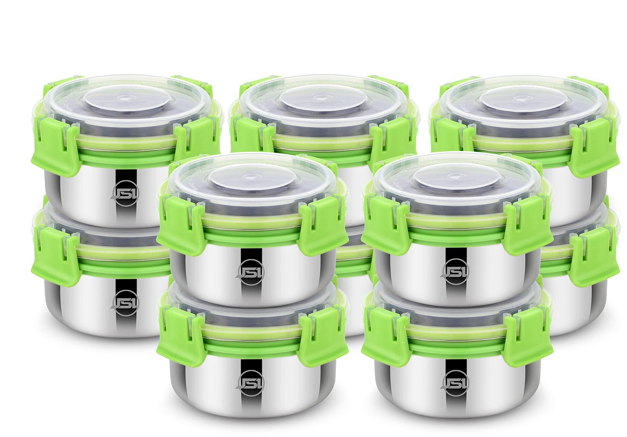 JSI Smart Lock N Lock Stainless Steel Airtight Lunch Box/Tiffin Box Containers Set of 10 Pcs, 350 ML I Leak Proof Lunch Containers for Office, School, Kitchen I Highly Durable & Unbreakable