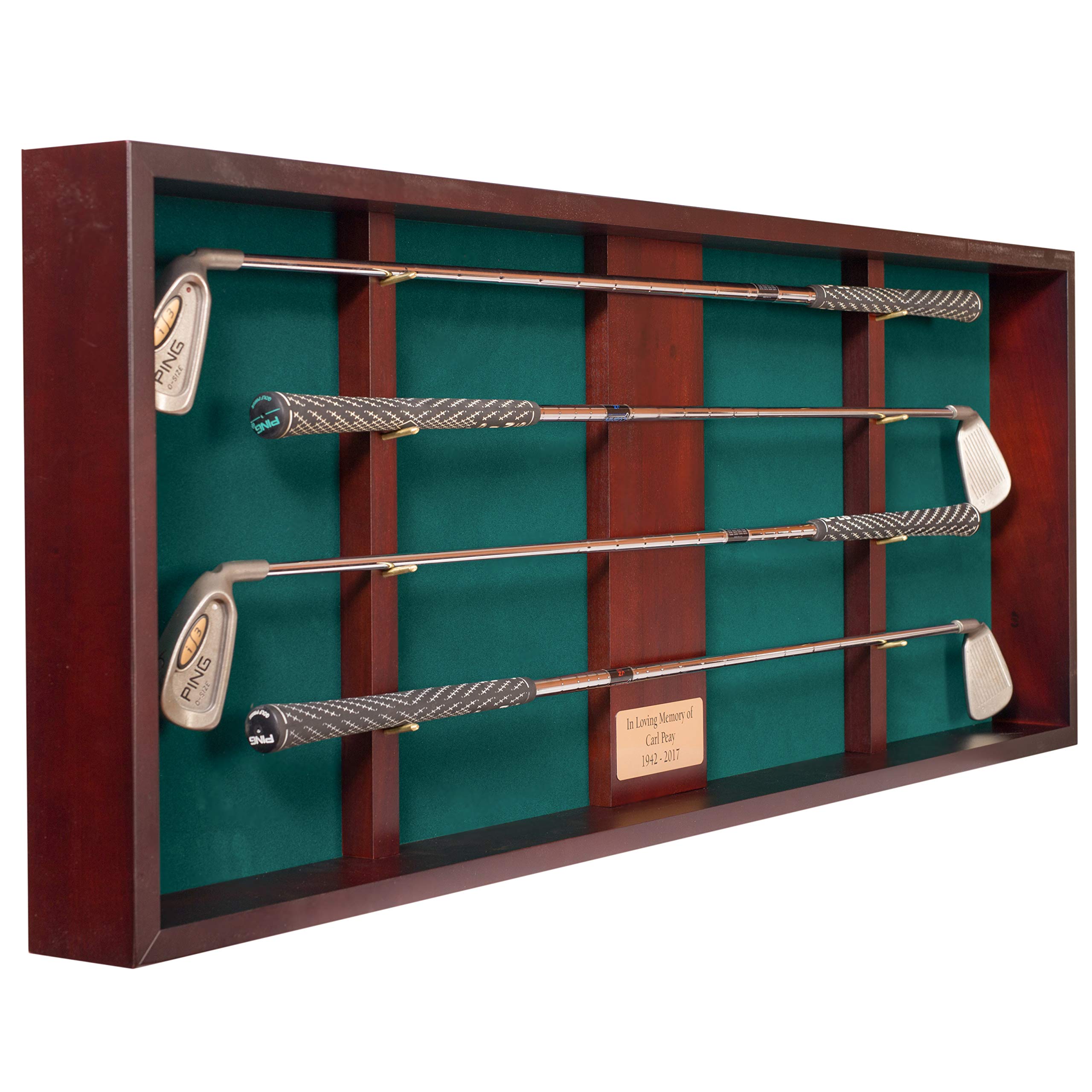 Eureka Golf Products Premium Golf Club Shadow Box Wall Mounted Display | Fits Irons, Putters, or Woods | Perfect Display Rack for Antique or Vintage Golf Clubs | Customizable Nameplate