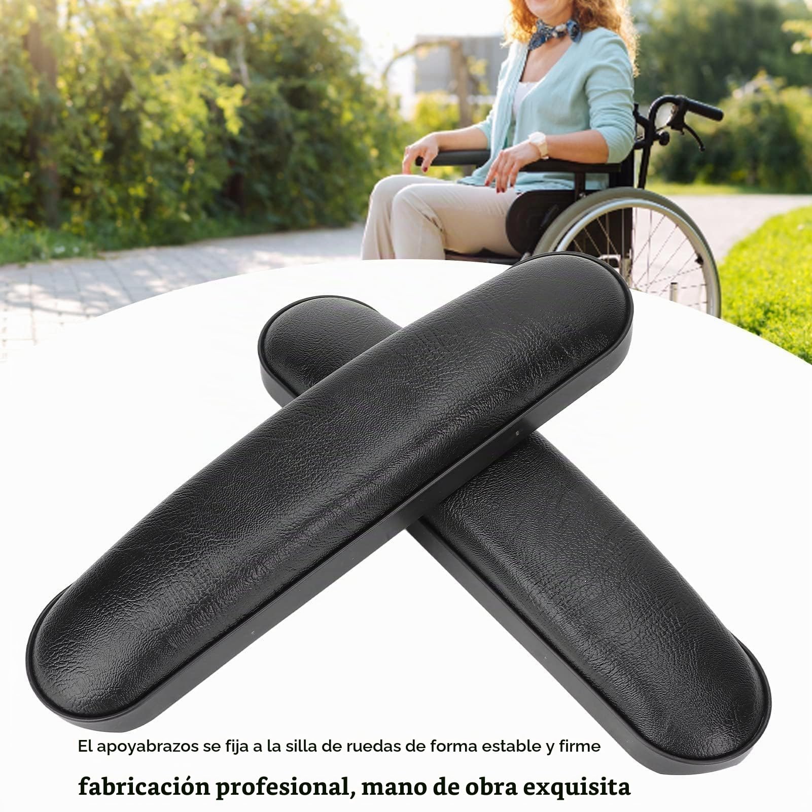 Funda para Reposabrazos De Silla De Ruedas, 2 Uds 26x5,5cm Funda Acolchada Universal Reposabrazos De Cuero PU Almohadillas Acolchadas cómodas reposabrazos de sillas de Ruedas para Niños Adultos