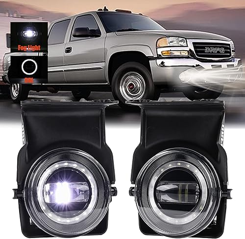 Luz antiniebla LED con DRL compatible con GMC Sierra 1500 2500HD 3500HD 2003-2006 luces antiniebla resistentes