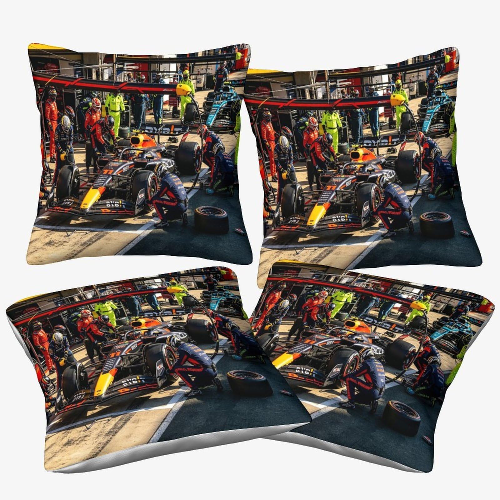 3U6c4m9k Formulaa Racing Pit Stop Cushion Cover 45X45cm, 4 Pcs Throw Pillow Cover For Couch Sofa Home Decor, Microfiber