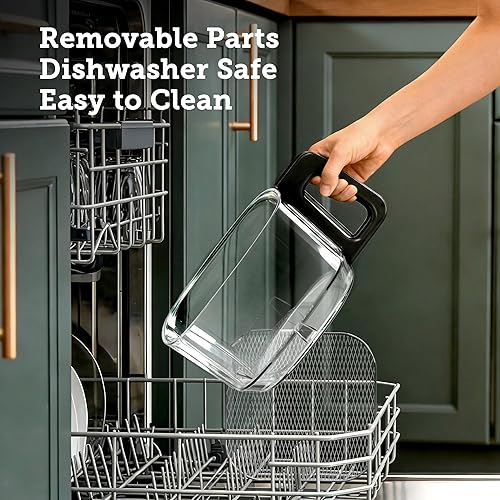 Vista 5 de Kismile Freidora de aire de vidrio de 4.5 cuartos de galón, freidora de aire no tóxica sin BPA con control táctil digital, freidora de aire portátil