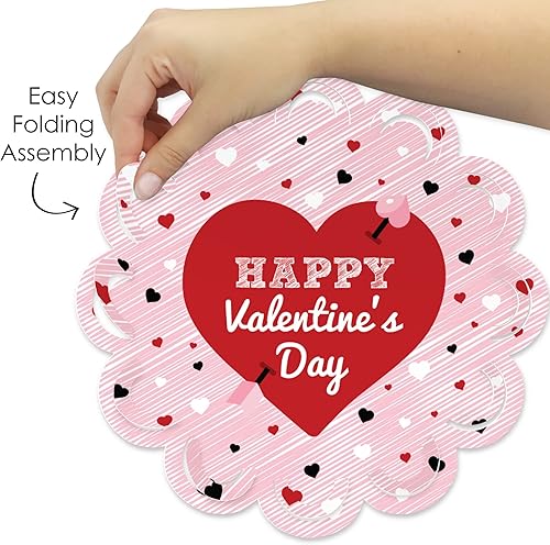 Miniatura 4 de Big Dot of Happiness Conversation Hearts - Decoraciones de mesa redonda para fiesta del día de San Valentín cargadores de papel ajuste de lugar para