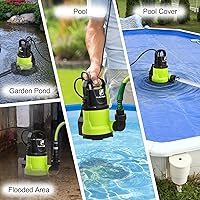 Vista 6 de FLUENTPOWER Bomba automática de cubierta de piscina, 3/4 HP 3300 GPH Bomba sumergible de eliminación de agua sobre el suelo con adaptador de válvula