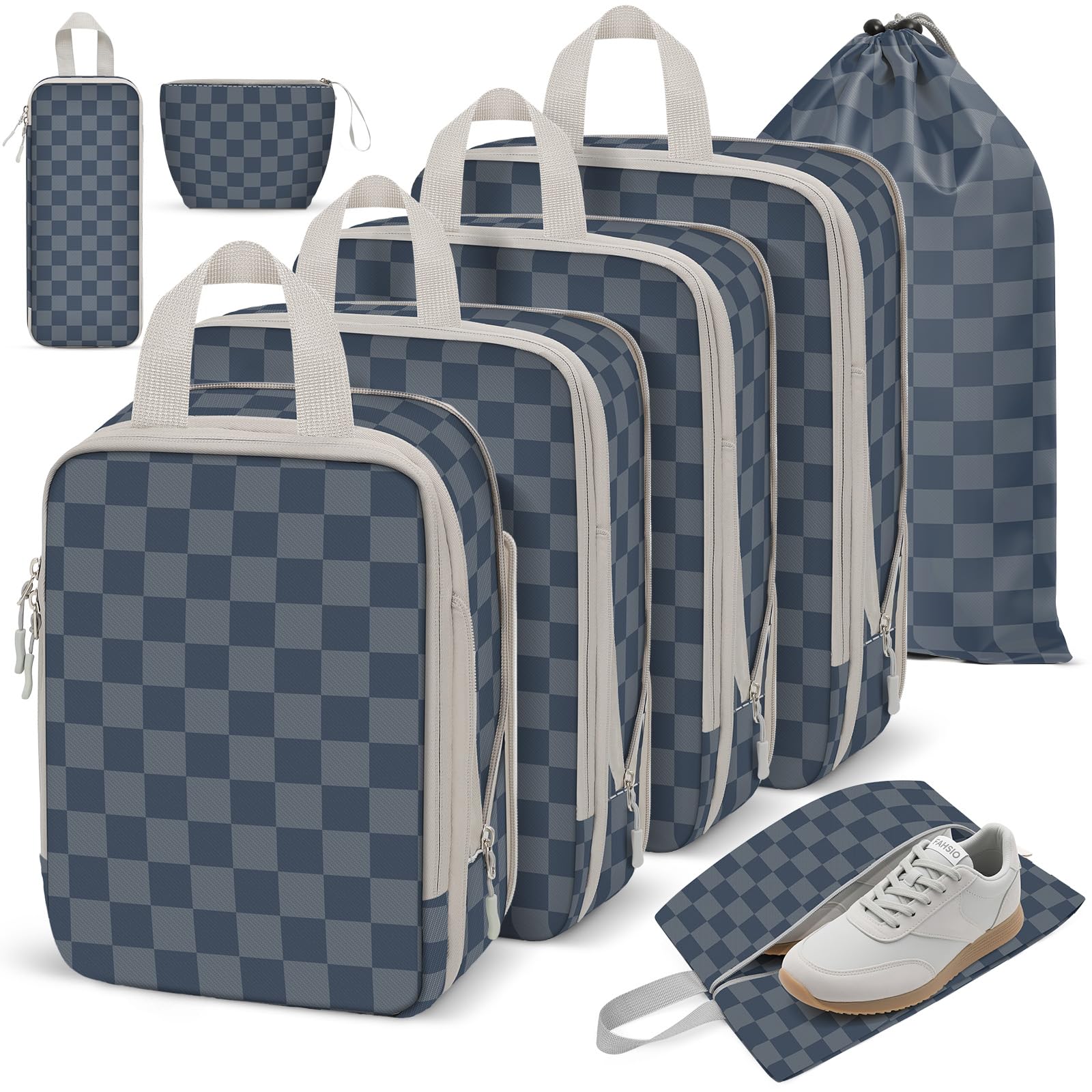 Kompressions Packwürfel Set mit Kompression Koffer Organizer Travel Organizer für Koffer und Rucksack Compression Packing Cubes Komprimierbaren Packwürfeln zur Organisation Packtaschen Set