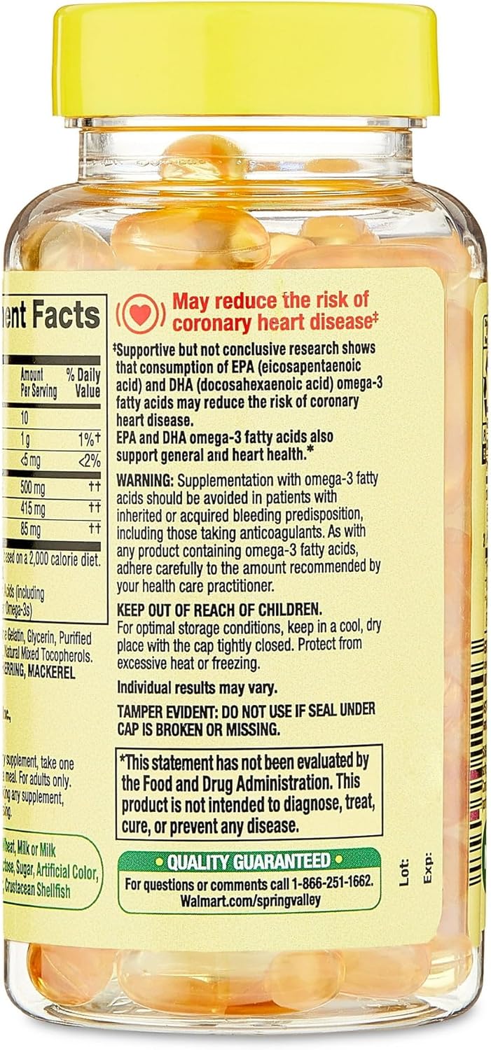 Omega 3 500mg- Fish Oil Softgels, 60 Count (Pack of 1)