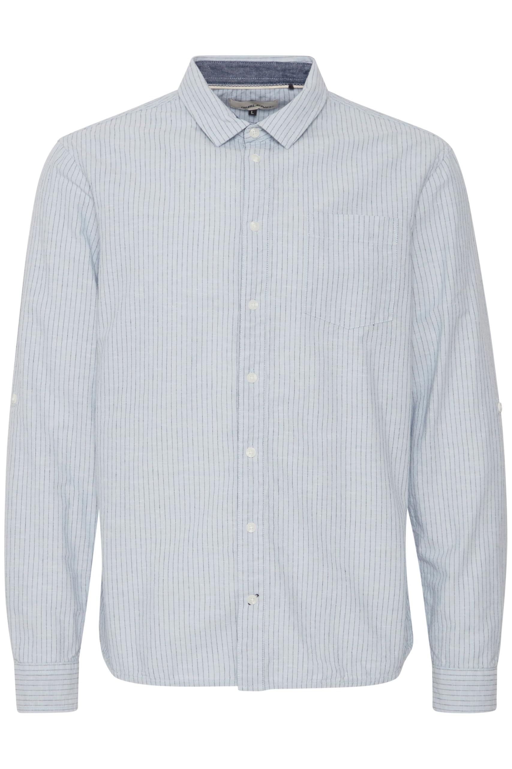 Blend BHShirt Herren Hemd aus Leinenmix Langarmhemd mit Hemdkragen Knöpfen Brusttasche Regular fit