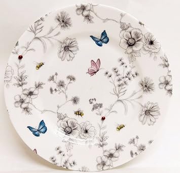 Secret Garden Plates 6" 15 cm Set of 2 Fine Bone China Flowers Butterflies Bees Hand Decorated in UK