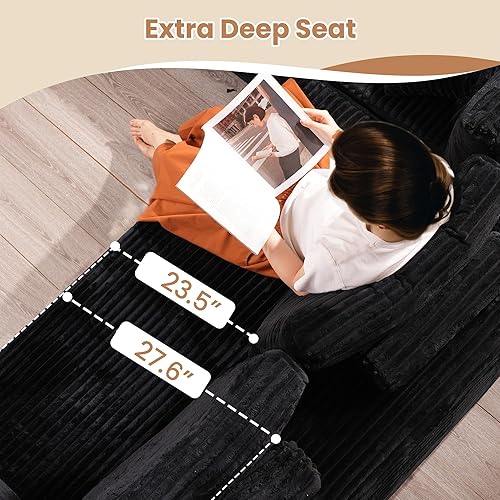 Miniatura 5 de HOOOWOOO Cloud - Sofás seccionales para sala de estar, sofá modular sin montaje, 110 x 79 pulgadas, de pana afelpada, juego de sofá grande