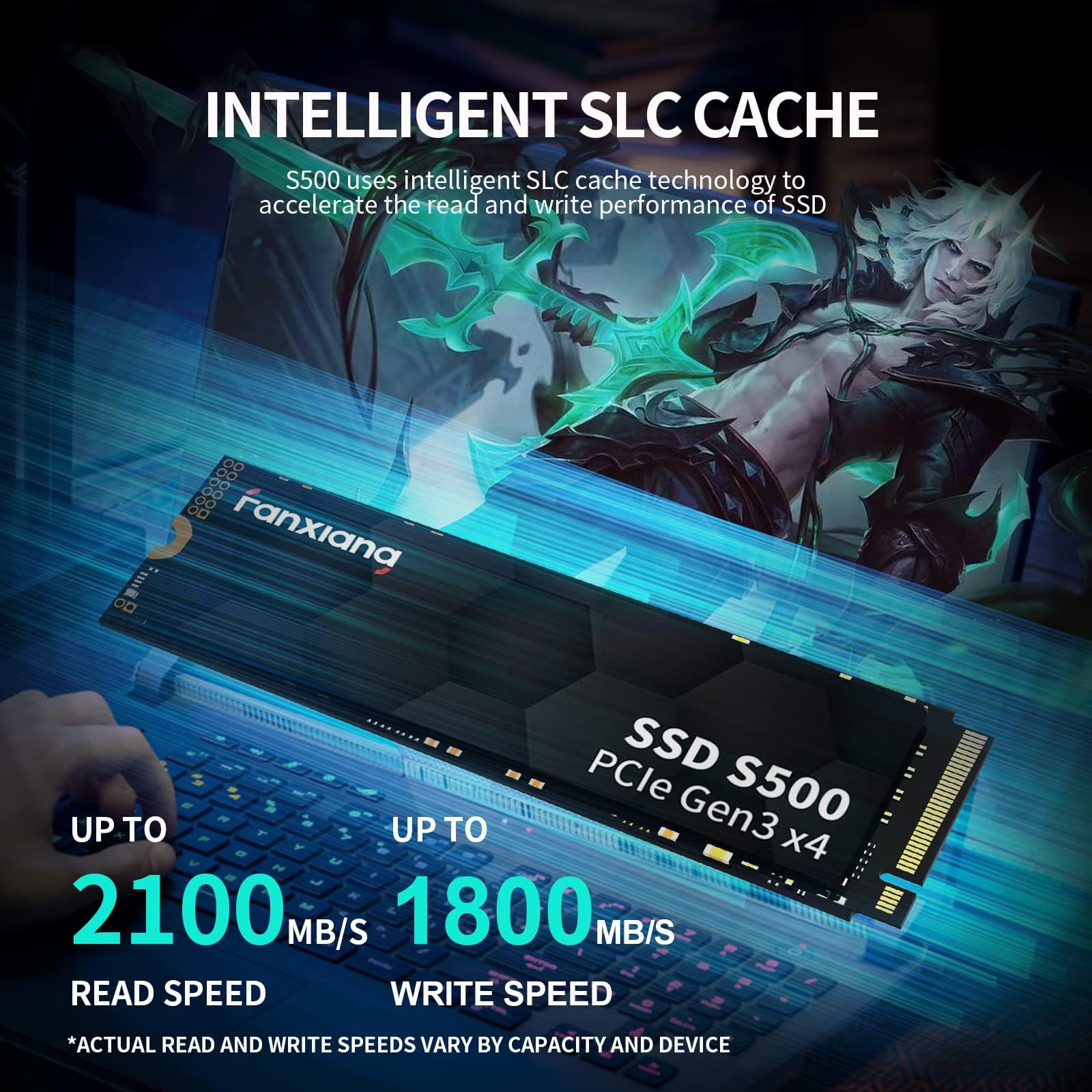 fanxiang M.2 SSD 1TB,fino a 2100 MB/S,SSD NVMe PCIe Gen3x4 2280,NVMe 1TB SSD 3D NAND ssd interno compatibile con Windows/MAC,archiviazione per PC,computer portatili
